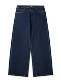 Men's Breathable Cotton-Blend Casual Jeans - Loose Fit with Pockets, 72% Cotton 28% Polyester, All-Season Comfort, Solid Color, Hand Wash Only, 410gsm Heavyweight Fabric, Everyday Denim | Classic Blue Jeans | Smooth Texture F