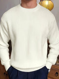 Plus Size Solid Textured Sweater - Men's Fashion Casual Knit Pullover for Spring Fall Winter - Men's Clothing