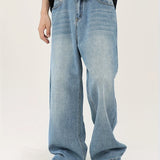 Loose Fit High Street Hip-hop Jeans - Men's Casual Straight Leg Pants - Suitable for Street Wear, Cycling, Casual Fashion