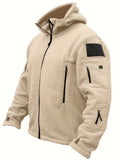 Windproof Fleece Jacket - Men's Cozy Hooded Coat - Zipper, Solid Color, Multiple Pockets for Autumn and Winter