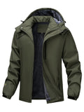 Thick Warm Hooded Polyester Jacket - Men's Casual Windproof Leisure Style Outerwear for Fall/Winter - Zip-Up Conventional Version Autumn/Winter