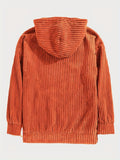 [Men's Vintage Corduroy Hoodie] Vintage Corduroy Hoodies For Men, Men's Casual Pullover Hooded Sweatshirt With Kangaroo Pocket Streetwear For Winter Fall, As Gifts