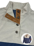 Long Sleeve Color Block Corduroy Sweater - Men's Casual Knitted Outerwear for Autumn and Winter - Stand Collar