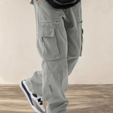 Men's Fashion Drawstring Flap Pocket Casual Pants, Multi-Pocket Design Comfortable and Stylish - Perfect for Hiking Street Outdoor Activities | Spring/Summer Apparel, Suitable for All Seasons