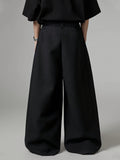 Men'S Loose Fit Solid Color Wide Leg Pants with Pockets - Casual, Soft, and Comfortable for Spring, Street Style, Casual Wear Pants|Wide Leg Trousers|Nonstretch Fabric