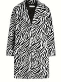 [Long Warm Coat Leopard Pattern] Men's Plush Warm Coat With Leopard/ Zebra Pattern Design, Long Length Trendy Coats For Fall/Winter