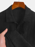 [Brown|Casual] Breathable Brown Men's Knit Shirt | Casual Short Sleeve, Button-Up Collar | Perfect for Golf or Tennis with Eyelet Embroidery