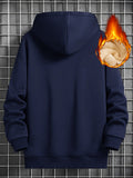 [Fleece-lined Cozy Hooded Sweatshirt] Men's Fleece-lined Cozy Hooded Sweatshirt With Drawstring And Kangaroo Pocket, Men's Hoodie For Winter Outdoor