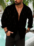 Semi-Sheer Long Sleeve Stylish Shirt - Men's Casual Button-Up With Lapel Collar - For Holiday Resorts, Spring Summer And Fall