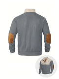 Long Sleeve Color Block Corduroy Sweater - Men's Casual Knitted Outerwear for Autumn and Winter - Stand Collar
