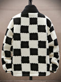 [Thick Polar Fleece Warm Jacket] Cozy Plaid Lambswool Jacket With Thick Polar Fleece Lining - Warm Winter Coat For Men And Women