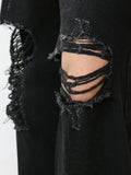 Men's Black Ripped Jeans - Distressed Denim, Loose Fit, Cotton Blend, Casual Streetwear for Skateboarding & Parties