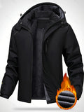 Thick Warm Hooded Polyester Jacket - Men's Casual Windproof Leisure Style Outerwear for Fall/Winter - Zip-Up Conventional Version Autumn/Winter