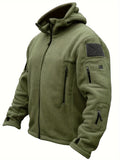 Windproof Fleece Jacket - Men's Cozy Hooded Coat - Zipper, Solid Color, Multiple Pockets for Autumn and Winter
