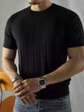 Men's Short Sleeve Crew Neck Knit Sweater - Red, Blend Fabric, Stretchy, Easy Care, Ideal for Outdoor & Casual Wear