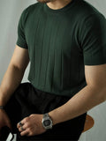 Men's Short Sleeve Crew Neck Knit Sweater - Red, Blend Fabric, Stretchy, Easy Care, Ideal for Outdoor & Casual Wear