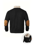 Long Sleeve Color Block Corduroy Sweater - Men's Casual Knitted Outerwear for Autumn and Winter - Stand Collar