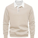 Fall & Winter Solid Color Fleece-Lined Shirt - Men's Casual Machine Washable with Button Detail