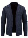 [100% Polyester V-Neck Cardigan] Men'S Casual Fashion V-Neck Cardigan Sweater - 100% Polyester Knit Fabric with Solid Pattern and Button Details, Regular Sleeve, Long Sleeve, Single Breasted Placket, Spring/Fall Season, Night