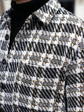 100% Polyester Long Sleeve Shirt] Men'S Polyester 100% Long Sleeve Casual Shirt - Plaid Lapel Collar, Button Front, Non-Stretch Fabric, Shrink Resistant, Woven, 500g/m² - Versatile for Hiking, Outdoor, Daily Wear, Festive O