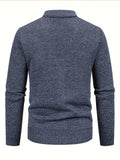 [100% Polyester V-Neck Cardigan] Men'S Casual Fashion V-Neck Cardigan Sweater - 100% Polyester Knit Fabric with Solid Pattern and Button Details, Regular Sleeve, Long Sleeve, Single Breasted Placket, Spring/Fall Season, Night