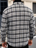 100% Polyester Long Sleeve Shirt] Men'S Polyester 100% Long Sleeve Casual Shirt - Plaid Lapel Collar, Button Front, Non-Stretch Fabric, Shrink Resistant, Woven, 500g/m² - Versatile for Hiking, Outdoor, Daily Wear, Festive O