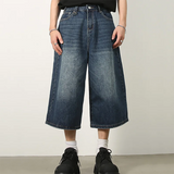 Men's Jeans American Style Vintage Loose Fit Wide Leg Straight Leg Denim Shorts Fashion Design Summer Y2k Gothic Washed Shorts
