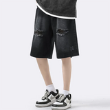Men Ripped Jeans Shorts Y2K Streetwear Retro Trendy Straight Leg Mid Waist Denim Short Summer Designer Popular Original Pants