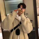 Autumn Clothing Men's Light Luxury Knitted Hooded Cardigan Sweater Korean Vintage Popular Zipper Long Sleeve Hoodie Knitwear
