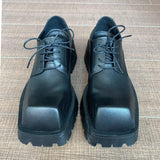 Black Square Toe Leather Shoes