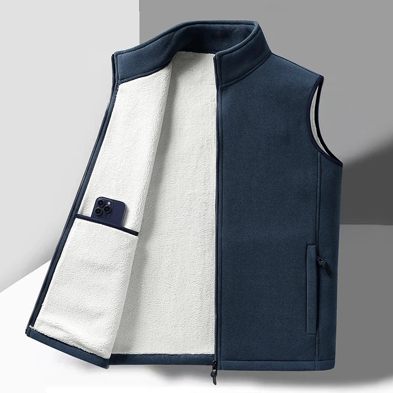 Fashion Plus Size Male Warm Waistcoat Fleece Vest Men's Lamb Cashmere Warm Sleeveless Coat Men Brand Clothing Winter Vest