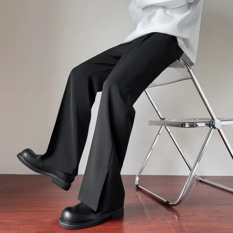 Fashion Spring Autumn Men Split High Waist Trousers Male Long Thin Solid Color Pant Men's Casual Straight Suit Pants