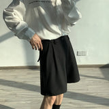 Fashion Casual Shorts Men Summer Korean Chic Wide Leg Trousers Male Knee-length Sashes Draped Loose Retro Popular High Street