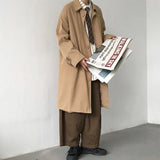 Men Trench England Style Single Breasted Windbreaker Vintage Classic Khaki Long Coats Casual Handsome Streetwear Over Knees Chic