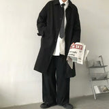 Men Trench England Style Single Breasted Windbreaker Vintage Classic Khaki Long Coats Casual Handsome Streetwear Over Knees Chic