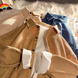 Corduroy Fleece Thicken Mens Autumn Winter Shirts Loose Warm Long Sleeve Casual Blouse Fashion Male Cardigan
