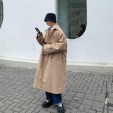 Mens Fashion Trench Coats Autumn Men Long Jacket Coats Streetwear Casual Solid Loose Trench Windbreaker Plus Size 5XL-M