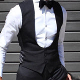 Black Men Vest for Wedding Groom One Piece Slim Fit Suit Waistcoat Solid Color Male Fashion Coat