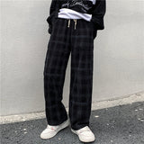 Spring Casual Plaid Pants Men Wide Leg Vintage BF Couple Straight Corduroy Pantalones Streetwear Harajuku Mopping Oversize S-3XL