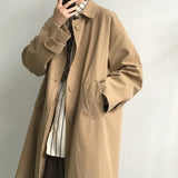 Men Trench England Style Single Breasted Windbreaker Vintage Classic Khaki Long Coats Casual Handsome Streetwear Over Knees Chic