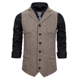 Autumn Business Vest Men's Clothing Male Lapel Casual Men Suit Vest With Pockets Vest Outerwear Chaleco Hombre