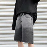 Summer Denim Shorts Men Fashion Retro Gradient Denim Shorts Mens Streetwear Korean Loose Hip-hop Straight Jeans Shorts Men