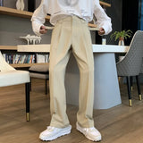 Khaki Black White Suit Pants Men's Fashion Business Society Mens Dress Pants Korean Casual Wide-leg Pants Men Straight Trousers