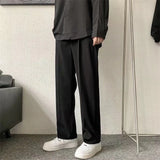 Black Suit Pants Men Fashion Society Mens Dress Pants Korean Loose Brown Straight Casual Pants Mens Office Formal Trousers S-3XL