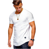 Summer Men TShirts Short Sleeve Slim Fit  T-Shirts Tops Men Cotton Tops tees bodybuilding Fold T-shirt Mens Casual Clothing