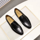 Fashion Mens Loafers Leather Handmade Black Brown Casual Business Dress Shoes Party Wedding Men's Footwear