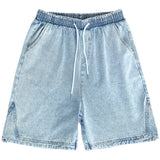 Retro Blue Denim Casual Shorts Men Summer Loose Harajuku Hip Hop Ins Fashion Baggy All-match Basic Designer Multi Pockets Teens