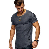 Summer Men TShirts Short Sleeve Slim Fit  T-Shirts Tops Men Cotton Tops tees bodybuilding Fold T-shirt Mens Casual Clothing