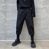 Fashion Men Harem Pants Black Tapered Elastic Waist Trousers Male Cuffed Ankle Hip Hop Oversized Clothes