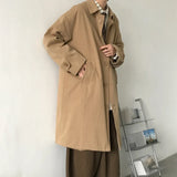 Men Trench England Style Single Breasted Windbreaker Vintage Classic Khaki Long Coats Casual Handsome Streetwear Over Knees Chic